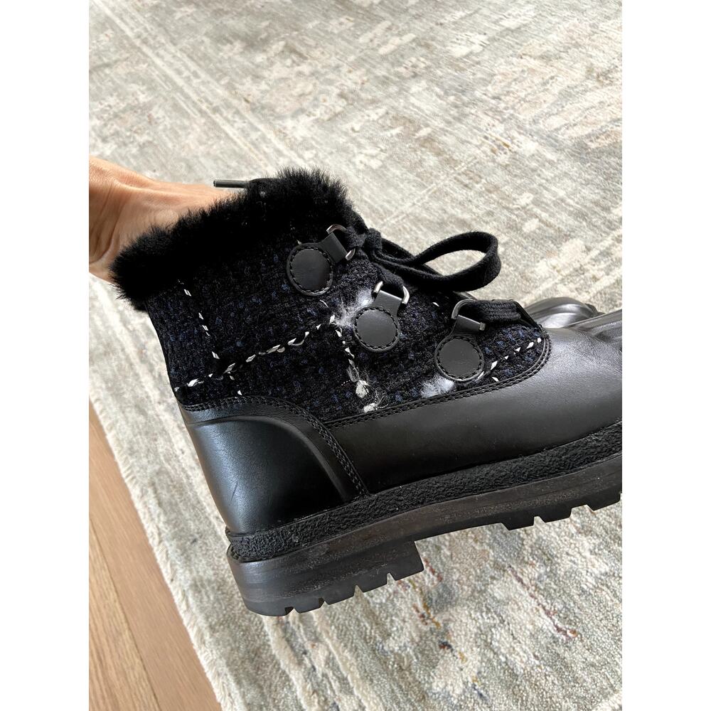 Chanel Tweed Rubber Ankle Short Combat Boots size 37.5 - Picture 4 of 9